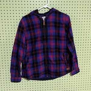 Womens L.L. Bean Scotch Plaid Flannel Hoodie Zip Up Size M